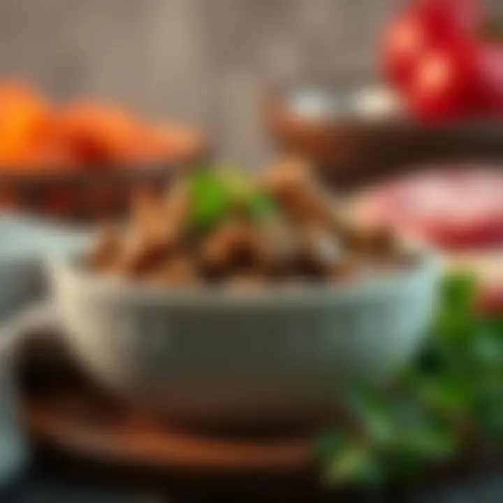 A bowl of cooked homemade dog food