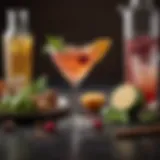 Artistic arrangement of cocktail ingredients