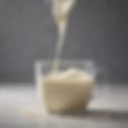 Close-up view of liquid milk before dehydration