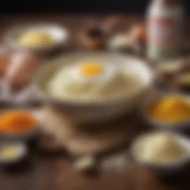 Ingredients for Egg Rice Ingredients laid out for egg rice preparation