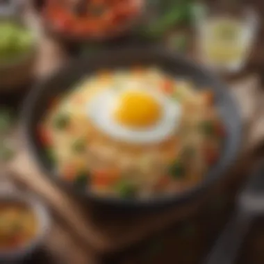 A vibrant plate of egg rice with colorful vegetables