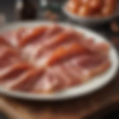 Beautifully arranged slices of prosciutto on a platter