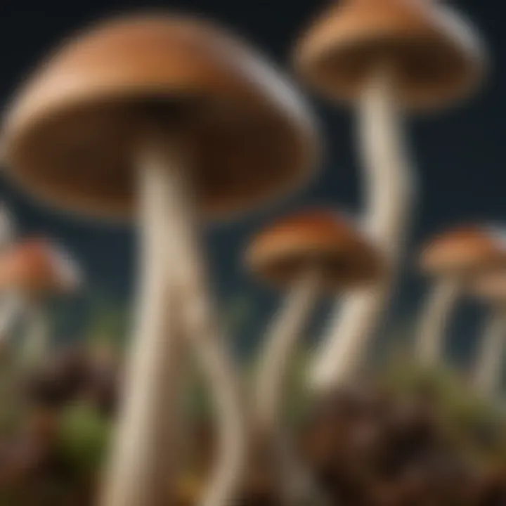 Close-up of gills and cap of a specific mushroom species revealing distinct features