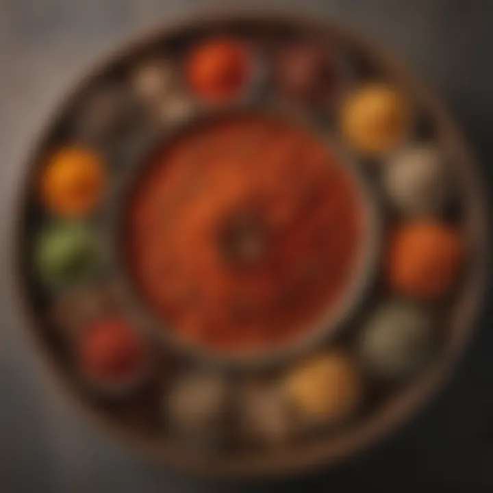 An array of vibrant Indian spices in traditional bowls