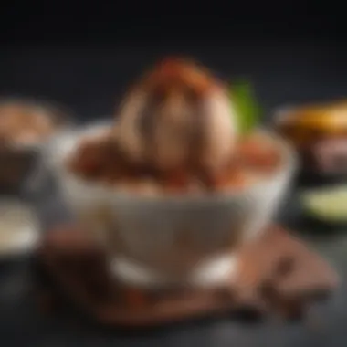 Spicy Chili Chocolate Indulgence A bowl of spicy chili chocolate ice cream garnished with chili flakes.