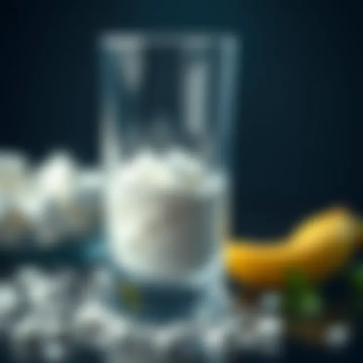 Collagen powder in a glass with water