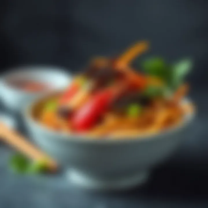 Delicious Jajangmyun with Vegetables A bowl of Jajangmyun topped with fresh vegetables and sprinkled sesame seeds