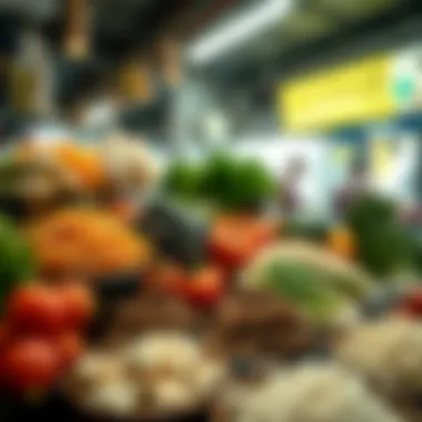 Fresh Ingredients for Jajangmyun A vibrant market scene showcasing ingredients commonly used for Jajangmyun