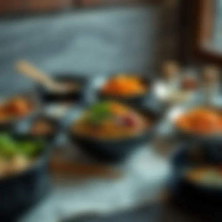 Jajangmyun with Traditional Side Dishes An inviting table setting featuring Jajangmyun alongside traditional Korean side dishes