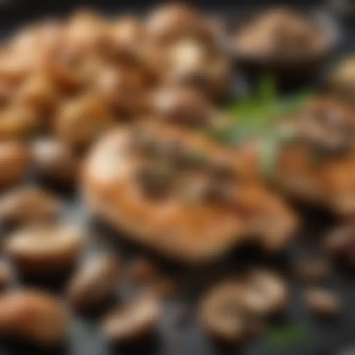 Close-up of the key ingredients for Keto Chicken Marsala including mushrooms and chicken