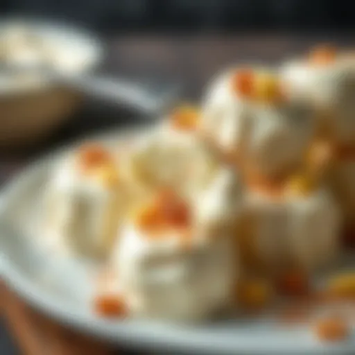 A close-up view of keto cream cheese fat bombs arranged on a plate