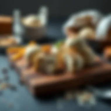 A beautifully styled serving suggestion for keto fat bombs on a wooden board