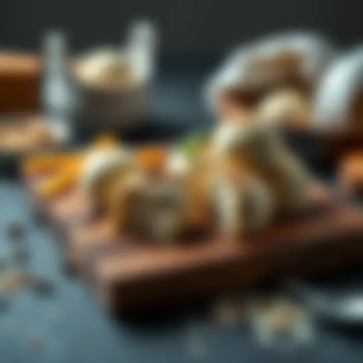 A beautifully styled serving suggestion for keto fat bombs on a wooden board