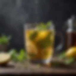 A refreshing glass of herbal tea infused with fresh mint and lemon.