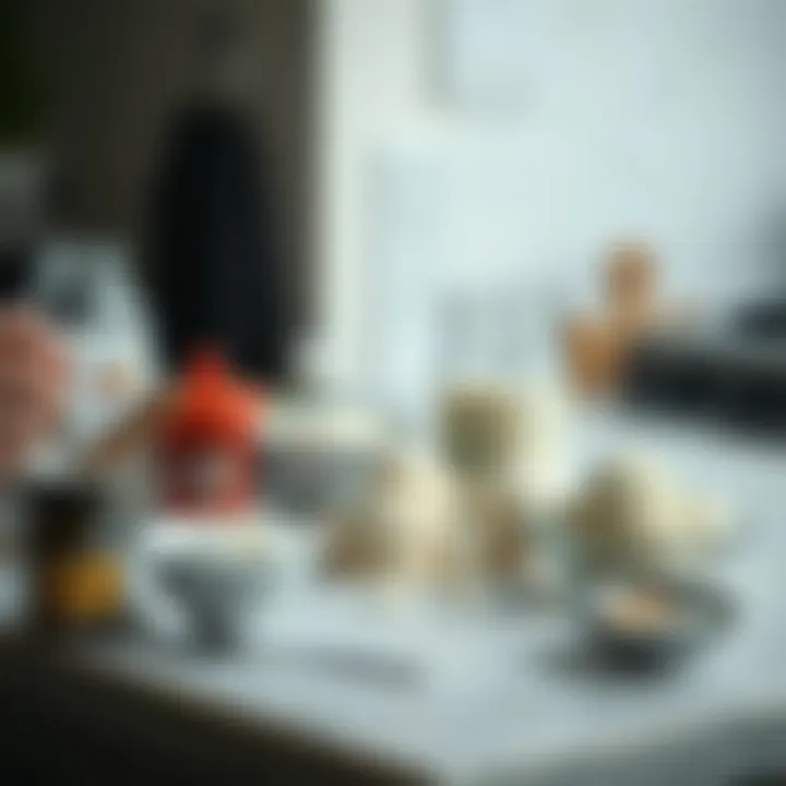 Alternative ingredients for keto ice cream laid out on a countertop