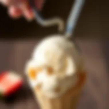 A scoop of keto ice cream being placed into a cone