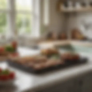 An inviting kitchen setup featuring a meal prep board ready for use.