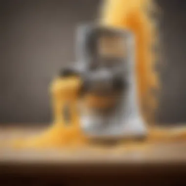 A variety of shredded cheeses made with the KitchenAid shredder attachment displayed artistically.