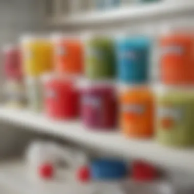 Storage containers filled with Kool Aid play dough