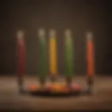 Colorful Kwanzaa candles arranged beautifully