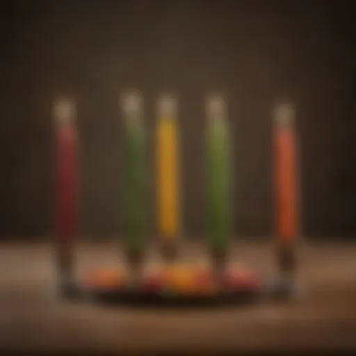 Colorful Kwanzaa candles arranged beautifully