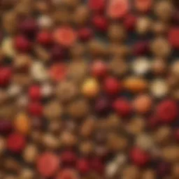 A colorful assortment of healthy late-night snacks including fruits and nuts