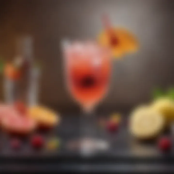 Stylish low-calorie cocktail presented elegantly with colorful garnishes