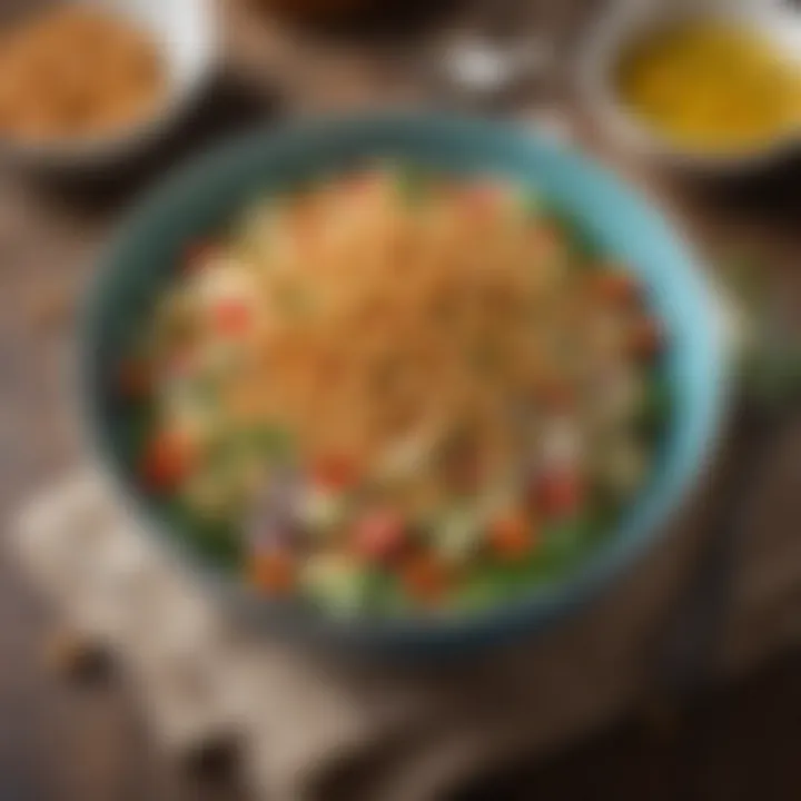 Chickpea salad displayed in a stylish bowl