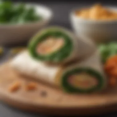 Hummus and Greens Wrap Colorful wrap filled with hummus and leafy greens