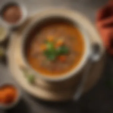 Lentil Soup with Nutrient Boost Hearty lentil soup served in a bowl with garnish