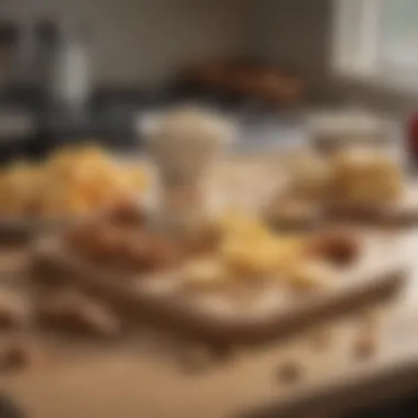 Nut and cheese snack pairing displayed on a kitchen counter