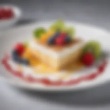 A beautifully plated low-fat dessert garnished with fresh fruits