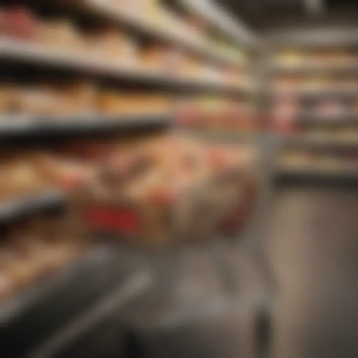 Shopping cart filled with various low-fat dessert products