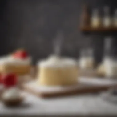 Tools required for making icing displayed on a countertop