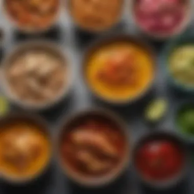 Diverse Marinade Options for Flavor An array of colorful marinades in bowls ready for chicken