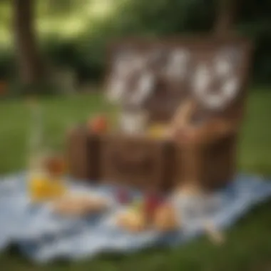 Essential Accessories for a Perfect Picnic Stylish picnic basket with essential accessories beside it