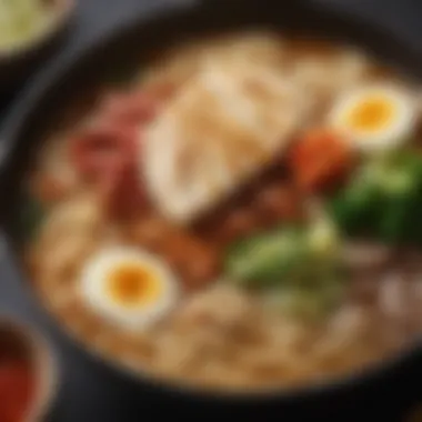 A creative presentation of Maruchan ramen, showcasing innovative toppings and seasoning techniques