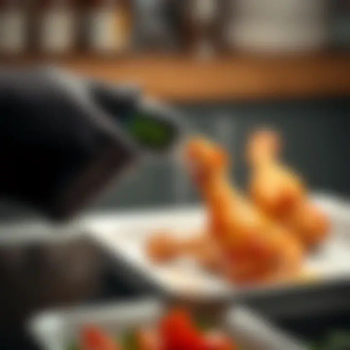 Checking the internal temperature of the chicken legs