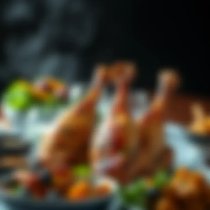 A delicious serving of chicken legs with side dishes