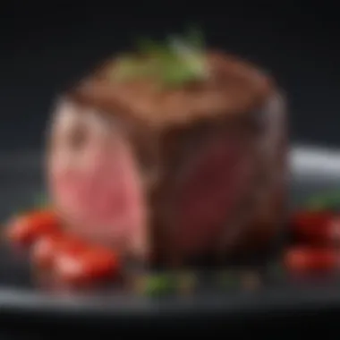 Close-up of a perfectly cut filet mignon showcasing its tenderness.