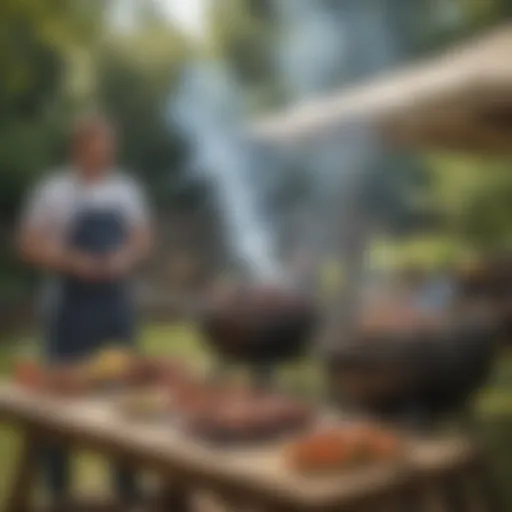 A selection of different types of outdoor smokers showcased in a backyard setting