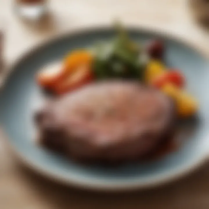A beautifully plated steak with sides on a dining table