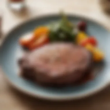 A Stunning Presentation of Oven-Cooked Steak A beautifully plated steak with sides on a dining table