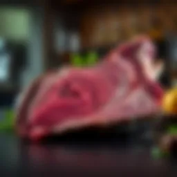 Juicy prime rib cut showcasing marbling