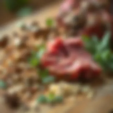 Close-up of spices and herbs for seasoning prime rib