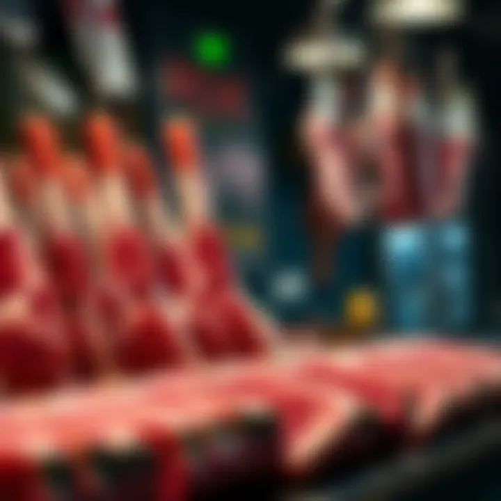 Selection of prime rib cuts at a butcher shop