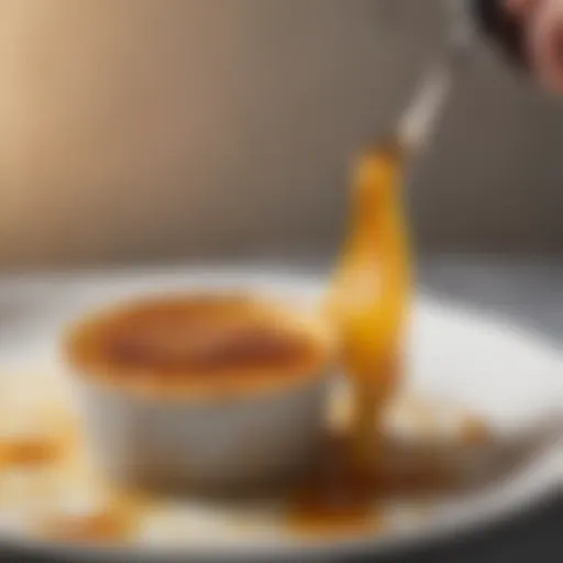 Close-up of a crème brûlée torch highlighting its flame