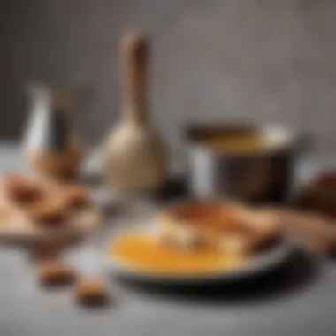 Various culinary tools alongside a crème brûlée torch