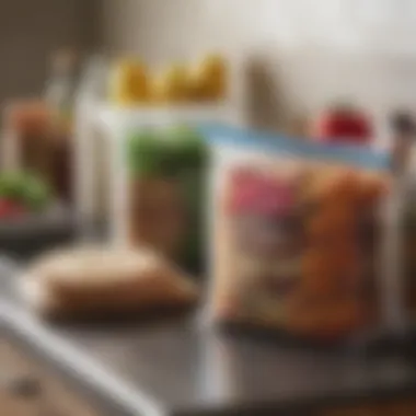 Exploring Materials for Fridge Bags Comparison of various materials used in reusable fridge bags on a kitchen countertop
