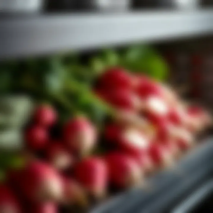 Radishes stored in a cool, dark place